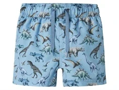 Lyseblå badeshorts med dino print og bindebånd fra Name it 13239792 mountain spring